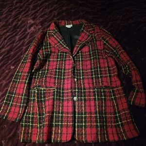 Joseph Ribkoff Red and Black Plaid Blazer